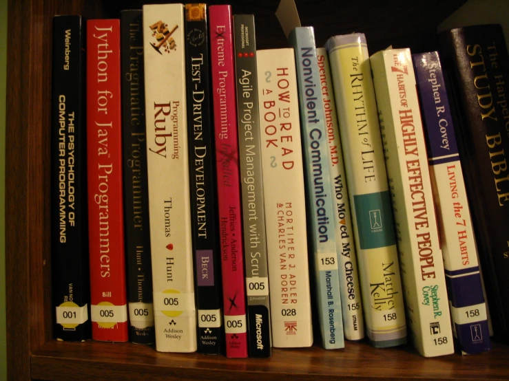 books on bookcase that include all types of literature