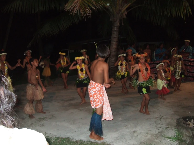 an image of a group of people that are dressed up in traditional hawaiian costumes