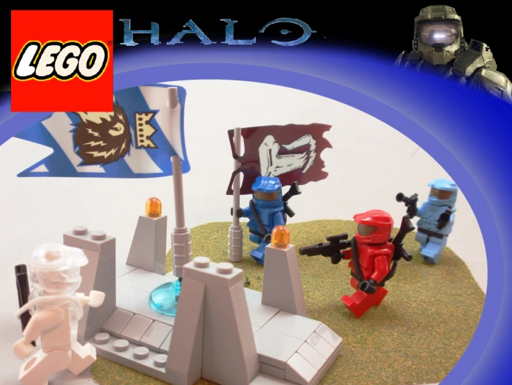 a lego halo scene from a video game