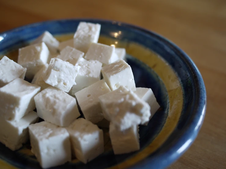 the bowl has been made with several cubes of food