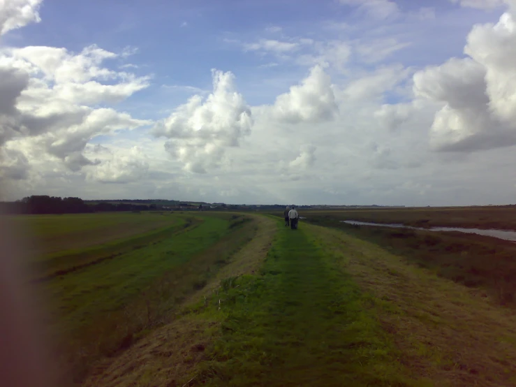 an aerial view shows the path in the distance