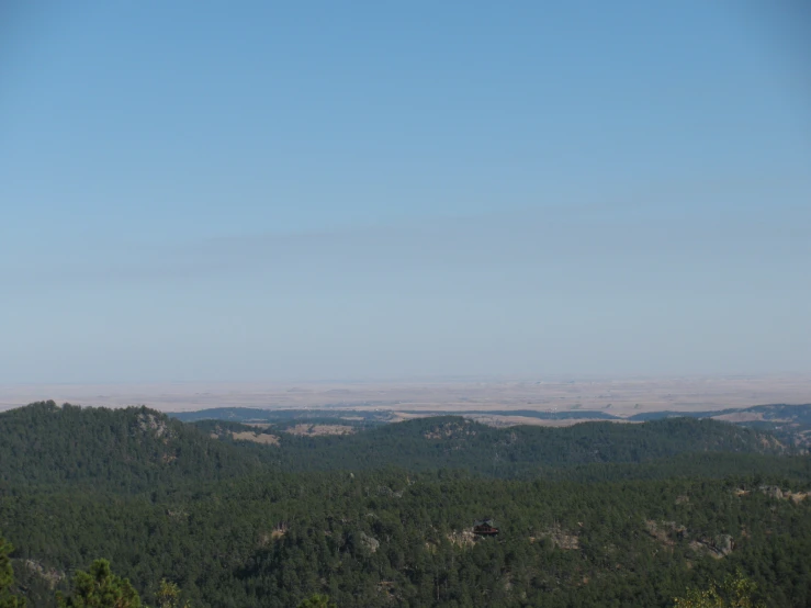 a distant view looking down at the mountains