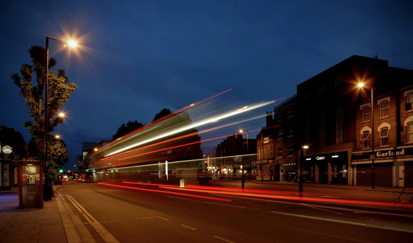 long exposure po of a nighttime on a street