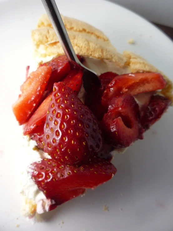 a fork laying on top of a slice of pie