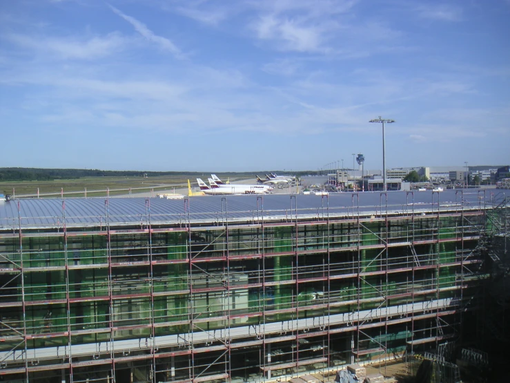 a large terminal with scaffolding all around it