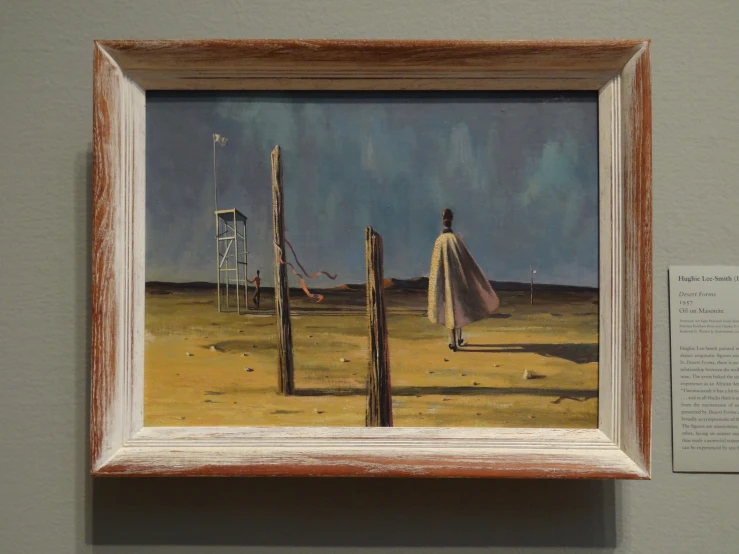 a painting with poles in the middle, in a museum