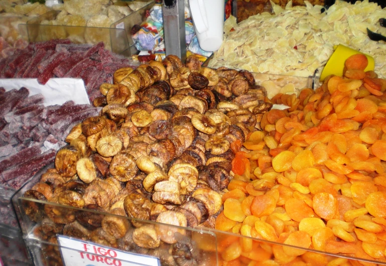 some type of food in a glass container on a table