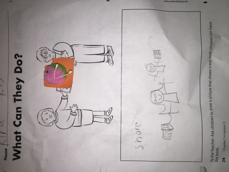a picture of children on a piece of paper