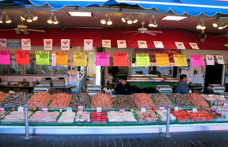 a food stand with lots of produce on display