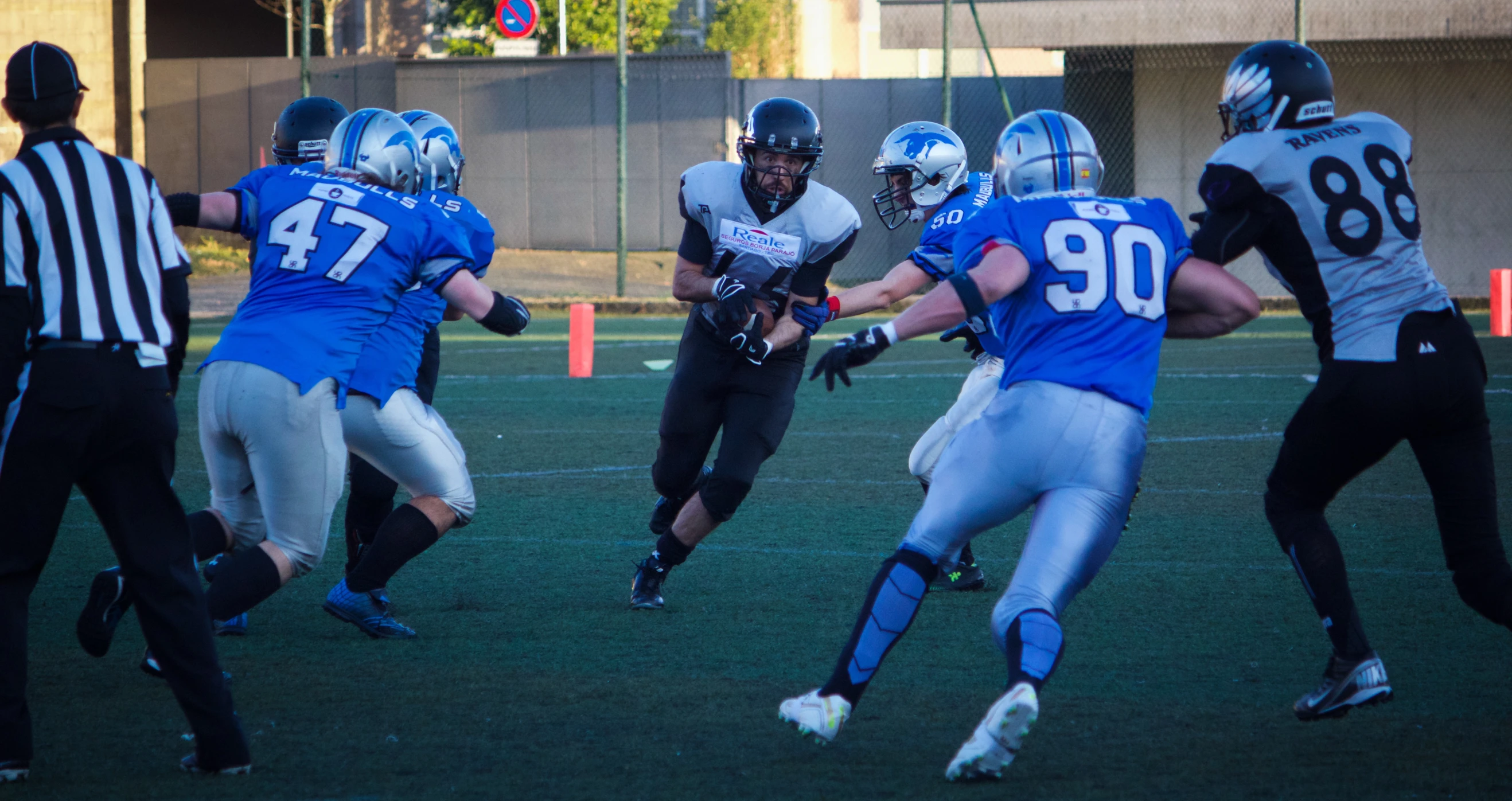 a football team playing a game of football