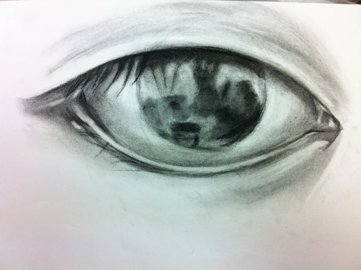 a closeup picture of a drawing of a cat's eye