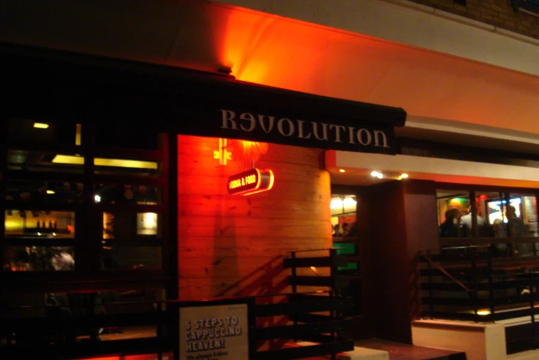 the entrance to revolution on a nighty night