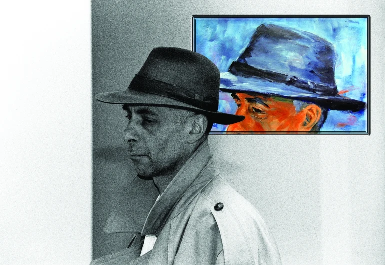 an artistic painting of a man with a hat