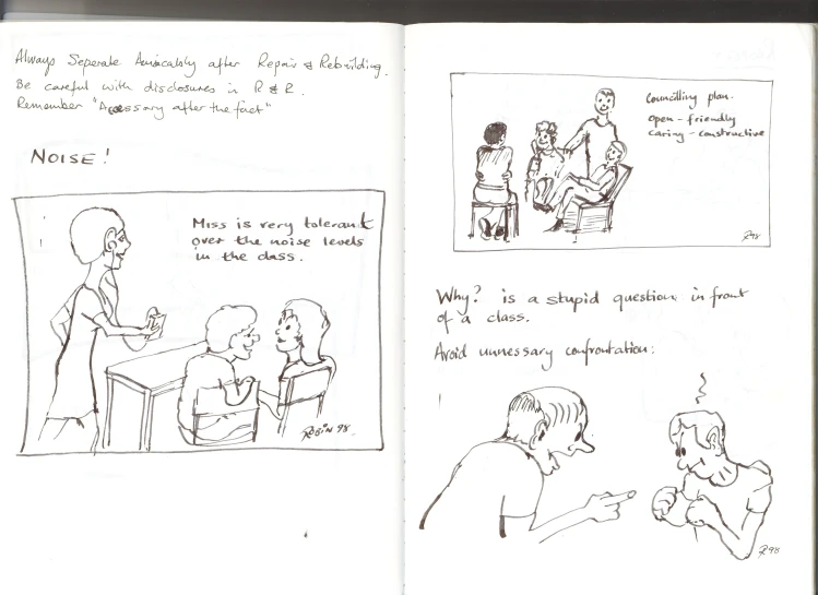 sketched page from an article that has children talking