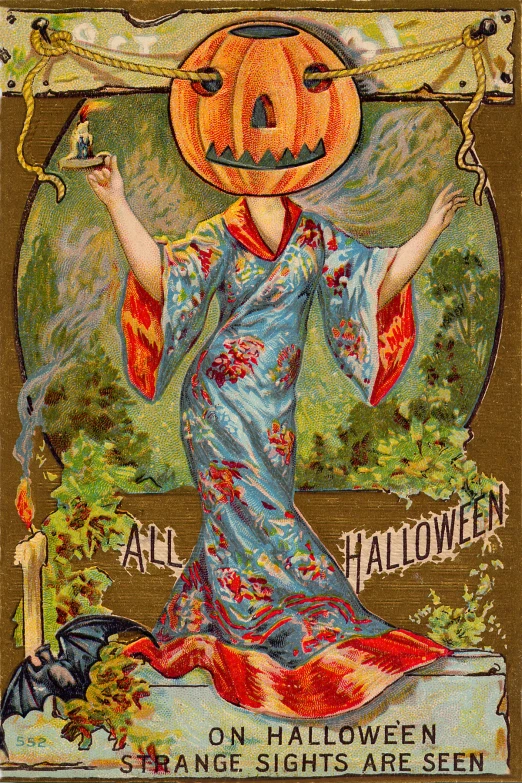 an advertit for halloween time with a lady in a costume