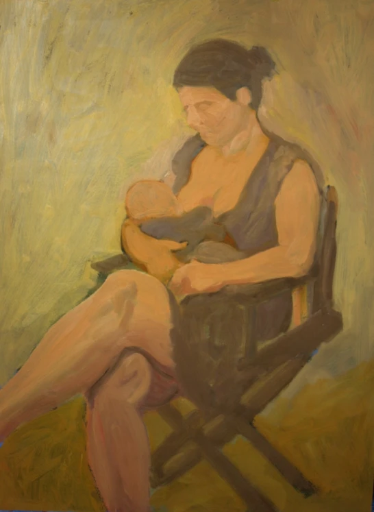 a painting of a person sitting in a chair