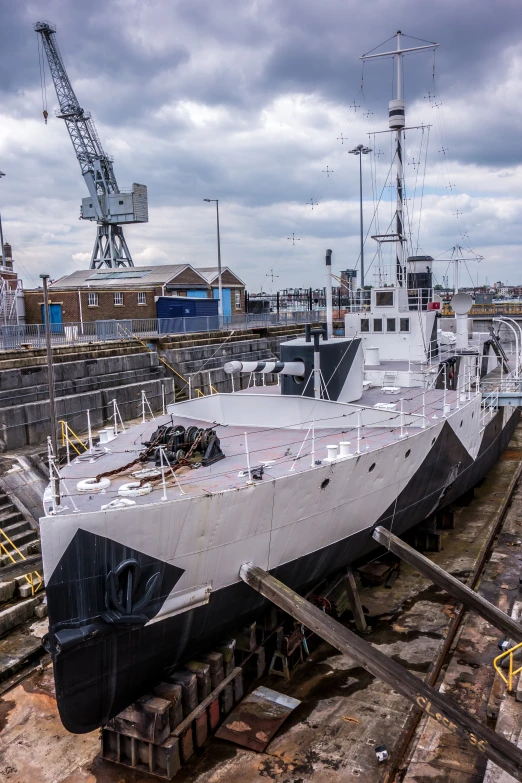 the large grey ship is ready for sale