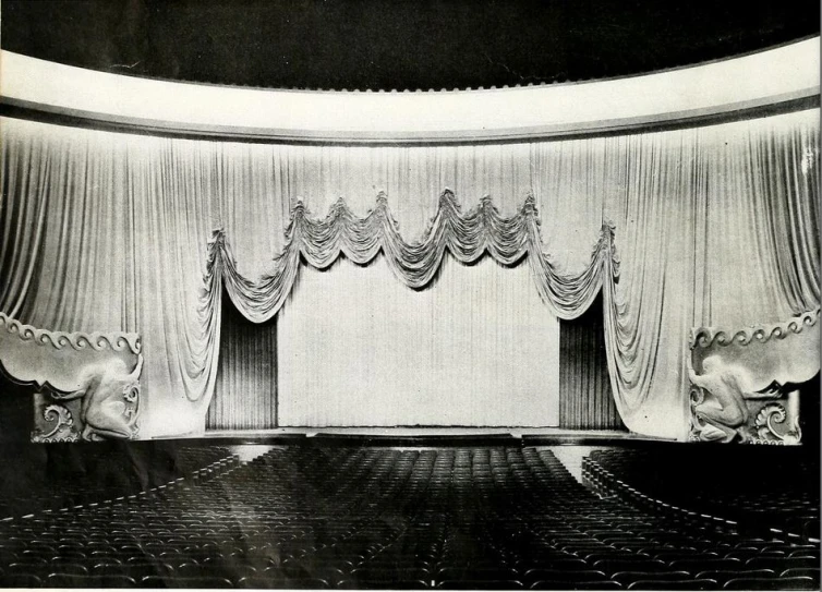 the drawing depicts curtains and curtains around a stage