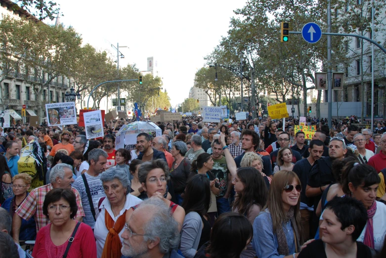 a large crowd of people on a city street