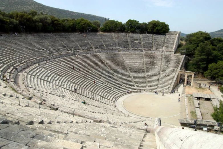 the ancient ruins are built into what looks to be a valley