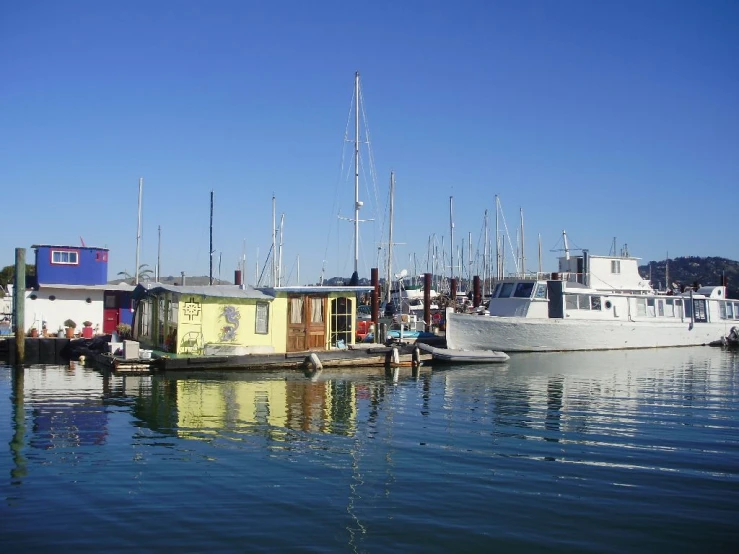 there is a boat docked at the dock