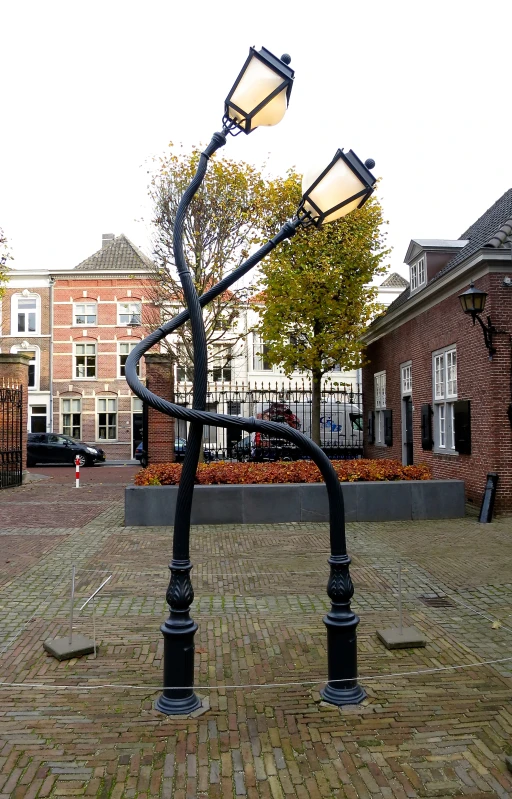 a street lamp in an empty lot with no one