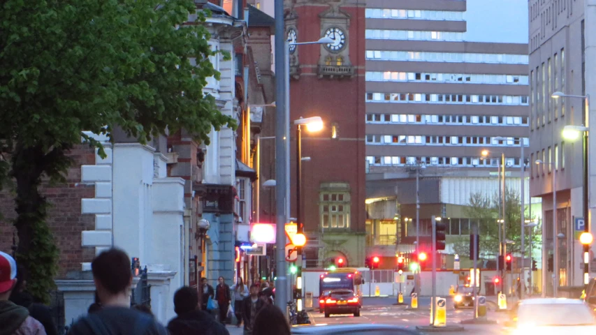 an image of street scene at night in the city