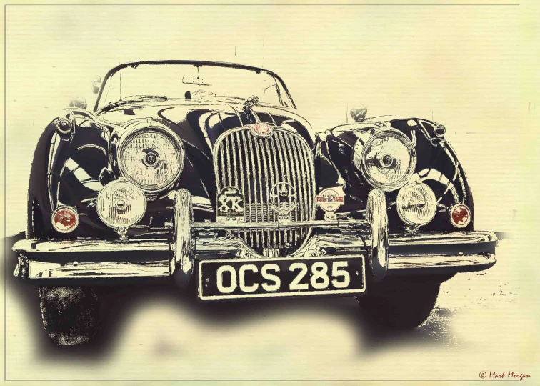 a picture of the front end of a vintage car