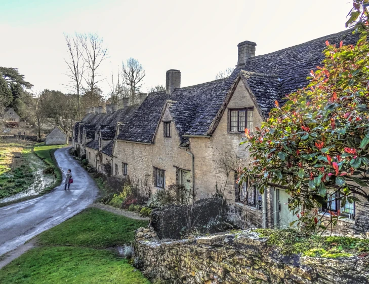 this is an old castle style house with some windows