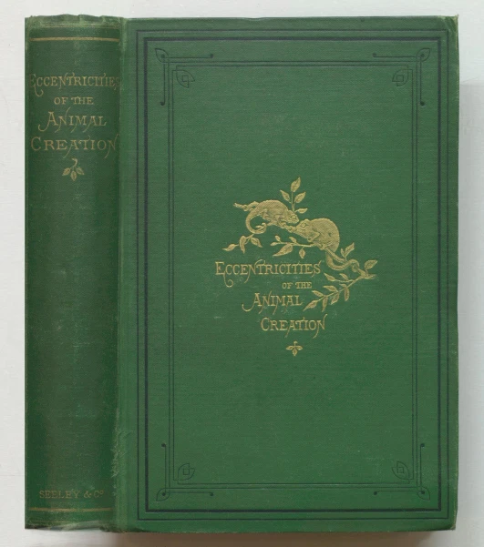 a green book with gold writing on it