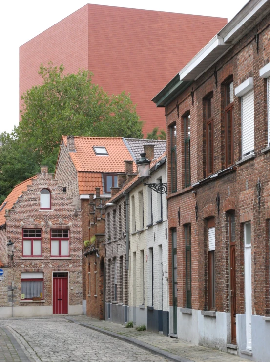 a street with old brick buildings next to each other