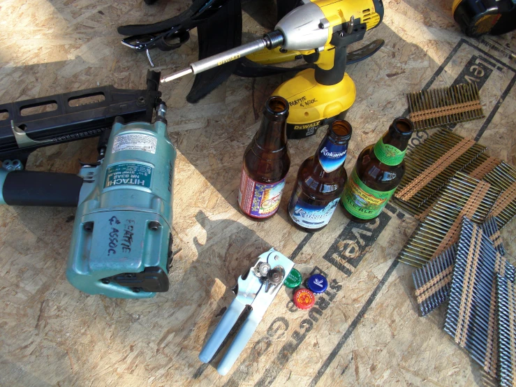 an array of items being prepared for action