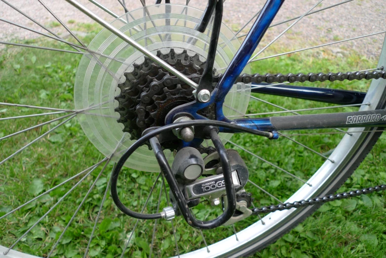 a bicycle with the front ke and rear chain is seen