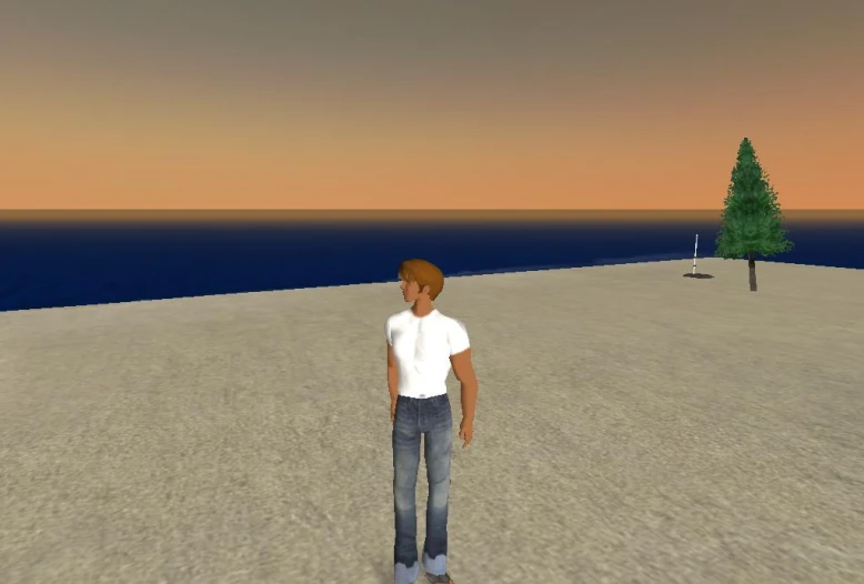 a man standing next to an island in a cartoon