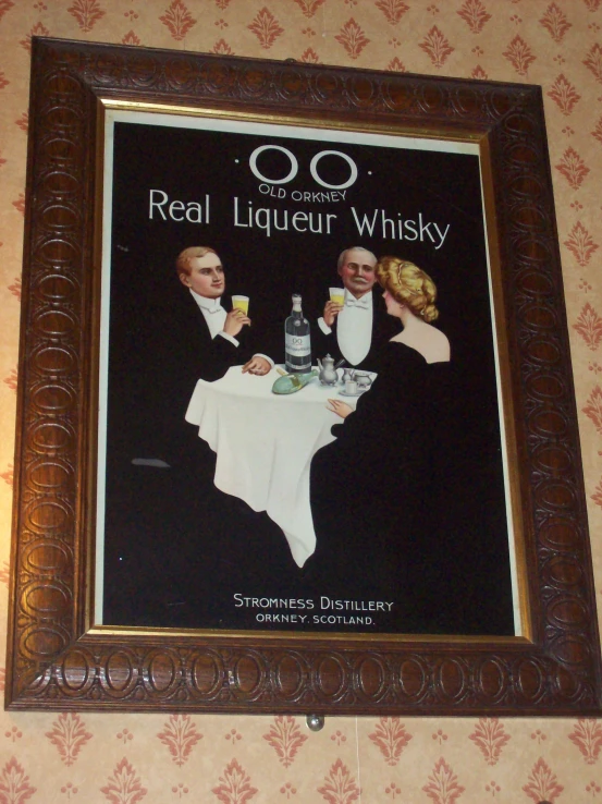 an old advertit for a liquor company is pictured