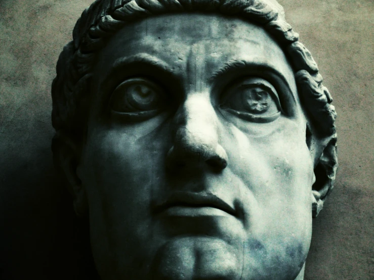 a close - up po of the head and nose of a statue
