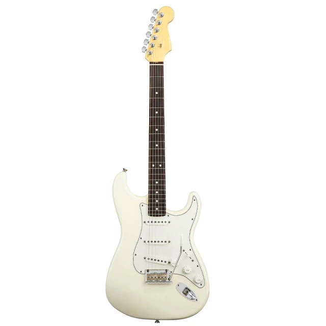 the white electric guitar with an ivory finish