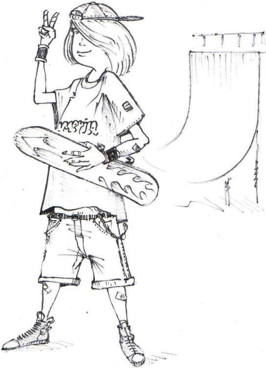 the young man is holding his skateboard