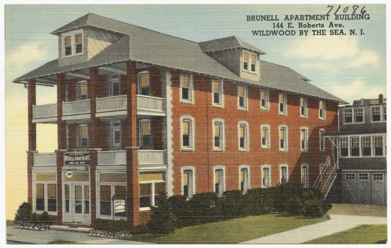 a pograph showing the front of an orange building