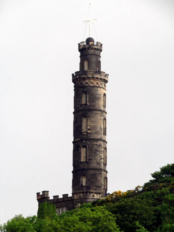 a tall tower that has windows on top