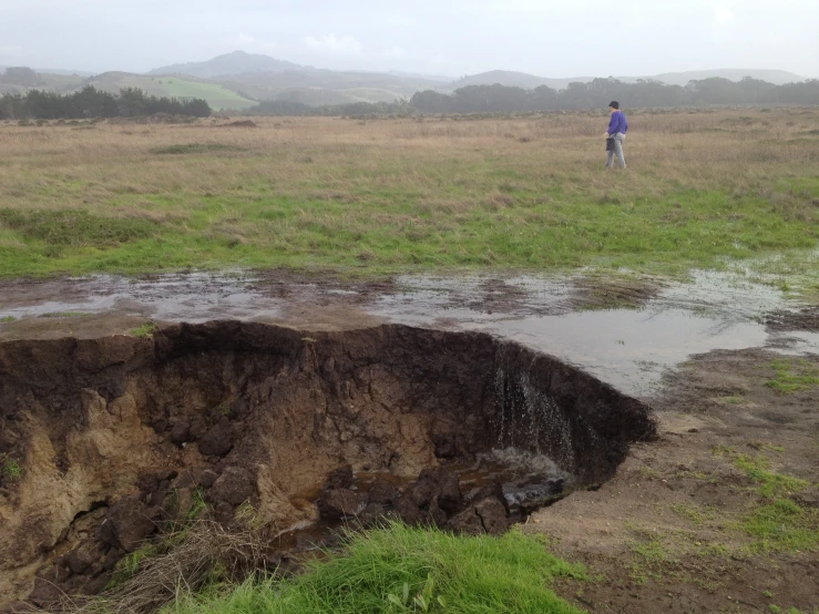 a person standing on a dry patch of land