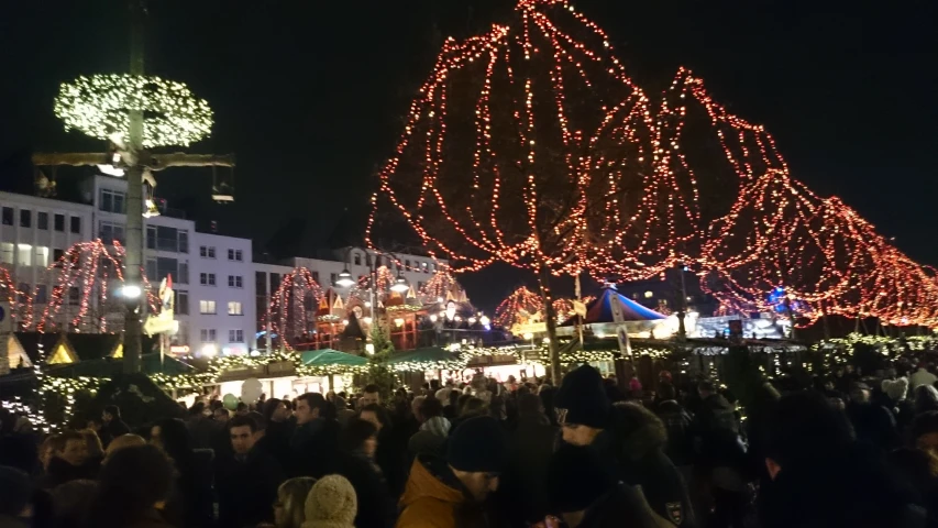 christmas lights are on and on at a holiday festival