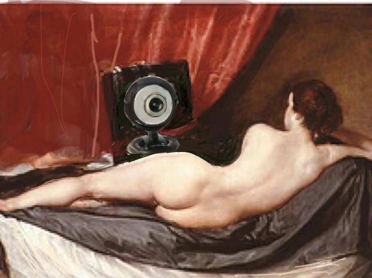 a painting of a  woman laying down