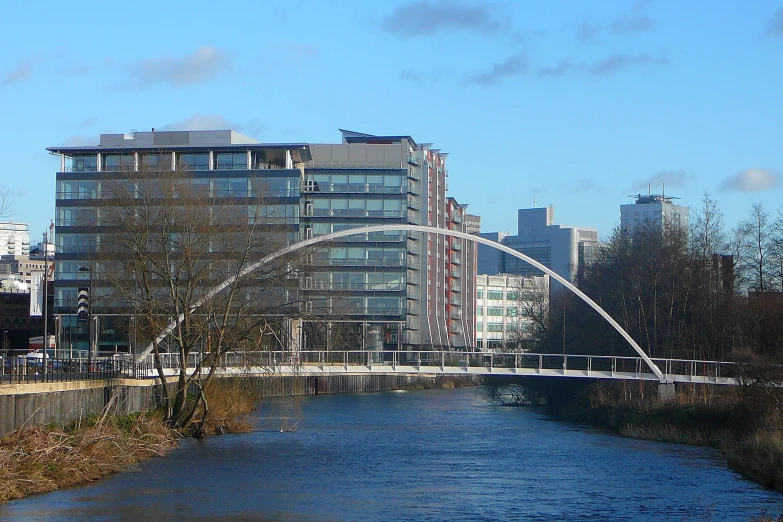 the bridge is over a large body of water