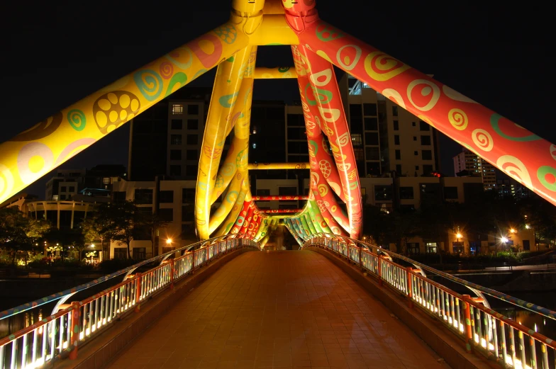 a multi - colored building that appears to be going crazy