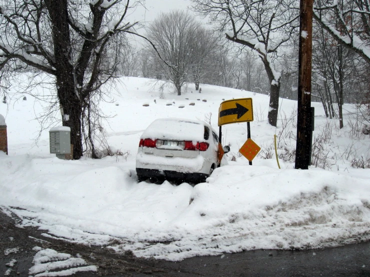 snow covers cars parked on the side of the street