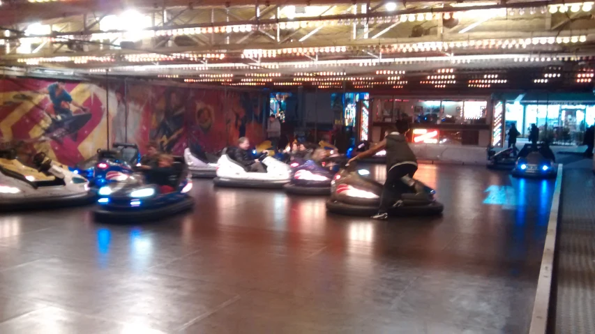 s are going down a bumper cars ride