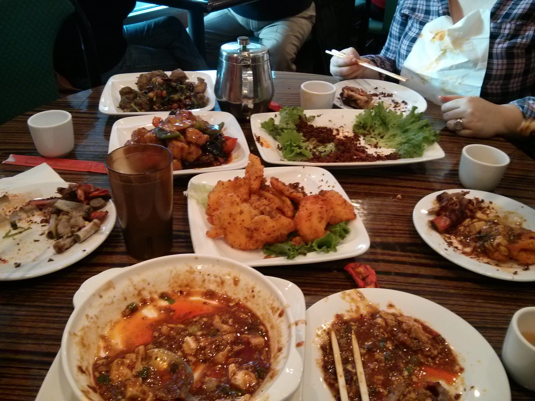 some plates and a glass on a table