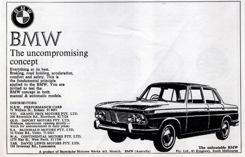 an ad for a bmw with a black and white image