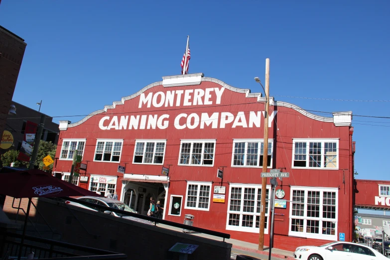 a large building with the words montefery canning company on it